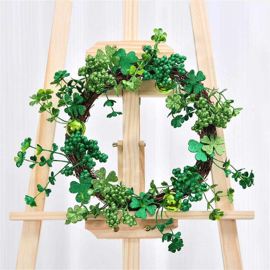 Wreath Bow Green Wreath St. Patrick's Day Decoration Door Hanging