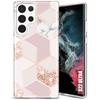 Semi-rigid Protective Case for Samsung Galaxy S22 Ultra - BOOLING - Marble Pattern - Pink