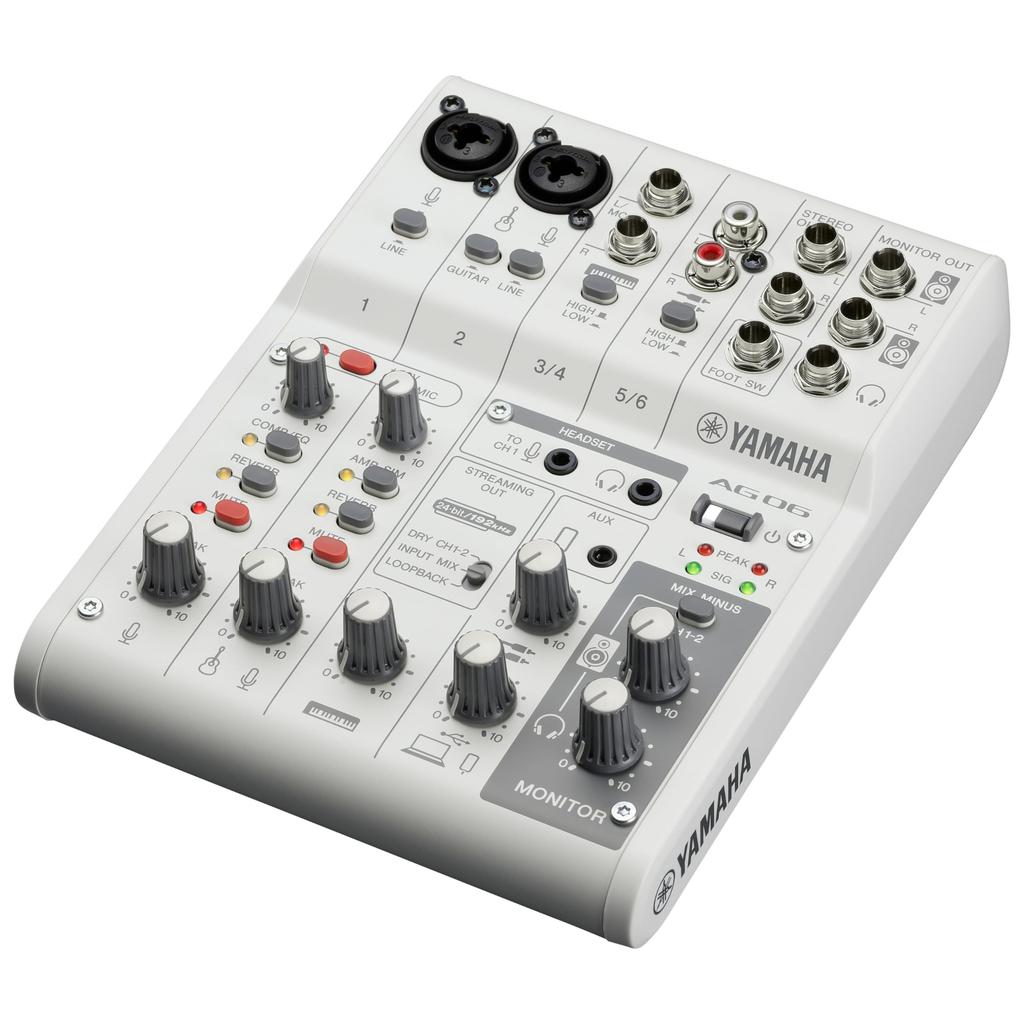 Yamaha AG06MK2 W Live Streaming White 6-Channel Mixer,