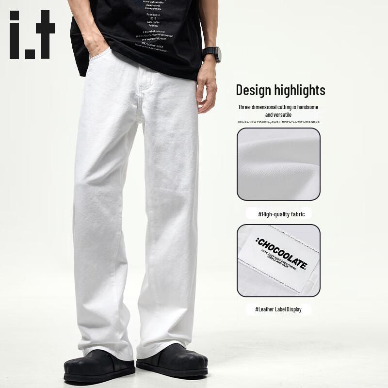 CHOCOOLATEit Мужские свободные прямые джинсы из хлопка денима с широкими штанинами