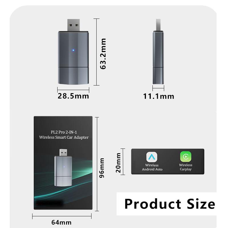2 в 1 Wifi Carplay Box Android Auto Adapt Wireless Carplay Display Bluetooth 5.0 Type C и USB для проводного смарт-бокса OEM-обновления
