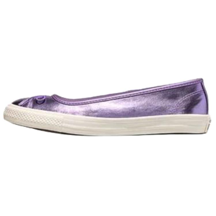 Converse Кеды Chuck Taylor All Star Dainty Ballerina Металлик Балетные Удобные Низкие Холщовые Кроссовки Женские Фиолетово-Белые A14493C