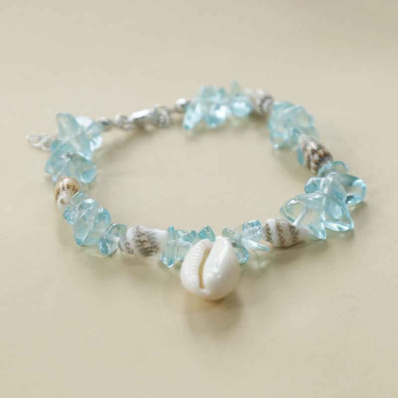 Handmade Seashell & Crushed Stone Bracelet with Lobster Clasp - Perfect Summer Travel Souvenir