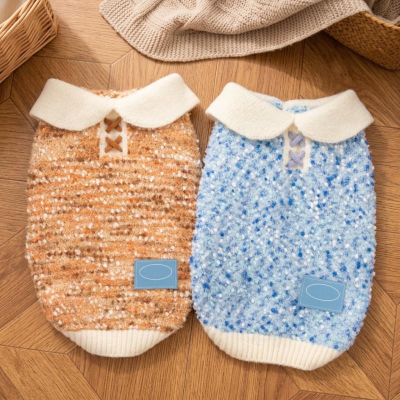 Cute Cat-Style Hooded Sweater Small Dogs - Warm Fleece Pet Jumper In Blue Brown XS To XL