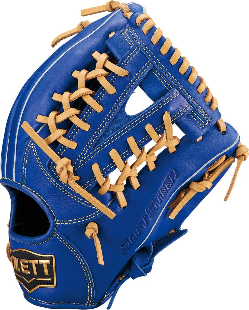 ZETT Youth Baseball Soft Navy X Pastel Brown Size BJGB74550F Glove, Steer, All-Around, Left-Handed Throw, (2532), LL,
