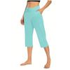 Женские эластичные брюки 3/4 с высокой талией, повседневные брюки-капри с широкими штанинами для активного отдыха, брюки с карманами