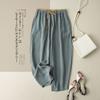 Retro Commuter Pants Japanese Cotton and Linen Elastic Waist Lyocell Wide-leg Casual Pants Loose Drape Straight Trousers Are Thin