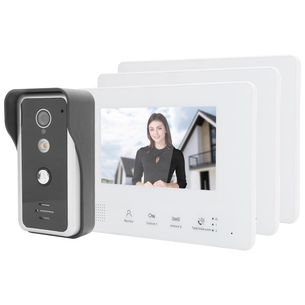 2?Комплект проводного видеодомофона с 7-дюймовым TFT LCD-дисплеем и 3 мониторами. Четкое ночное видение. Домашний домофон 100?240В