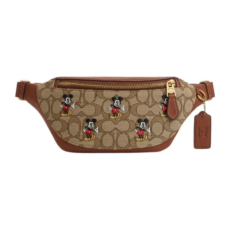 Coach X Disney Collaboration Charter 34 Mickey Mouse Print Color Block Leather Shoulder Crossbody Waist Bag Large Men bags CL961-B4KM