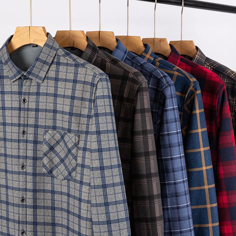 Осенне-зимние утепленные флисовые рубашки для мужчин, деловая клетчатая рубашка с длинным рукавом, теплая одежда, мужская рубашка в классическую клетку с одним карманом