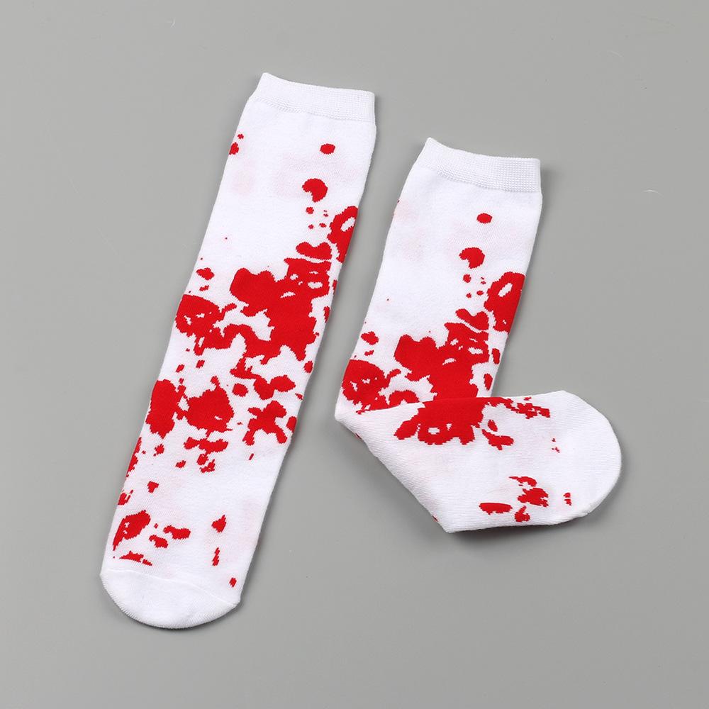 Bloody Splatter Children over Knee Socks Halloween Zombie Cosplay Blood Print Knee High Stockings Kids Girl Party Costume Socks