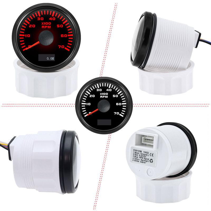 2" 52mm Tachometer 3000RPM 4000RPM,6000RPM,70000RPM,8000RPM Tacho Gauge Red Light RPM Meter for Boat Marine Car 12V24V