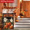 2D Flat - 2D Flat - 2D Flat, 2D Flat Autumn Halloween Maple Leaf Grid Smile Pumpkin Garden Flag_3 (1)- Outdoor Garden Flag Double-Sided Home Decoratio