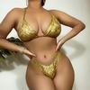 Hot-Selling Gold Foil Halter Neck Back-Tie Bikini - DY2420