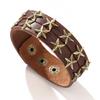 Vintage Cowhide Bracelet with Metal Star - Adjustable and Stylish for Men