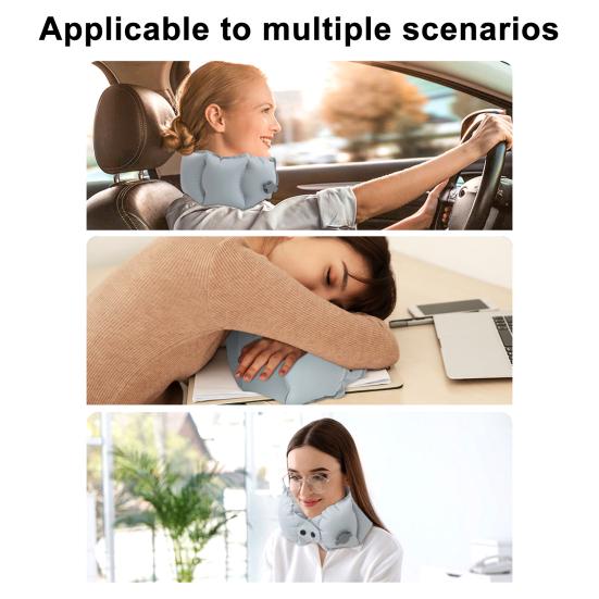 Надувная U-образная подушка для шеи Портативная Надувается нажатием Эргономичная Поддержка головы и шеи Сверхлегкая Автомобильная Авиационная Поездная Для путешествий на открытом воздухе Шейная подушка