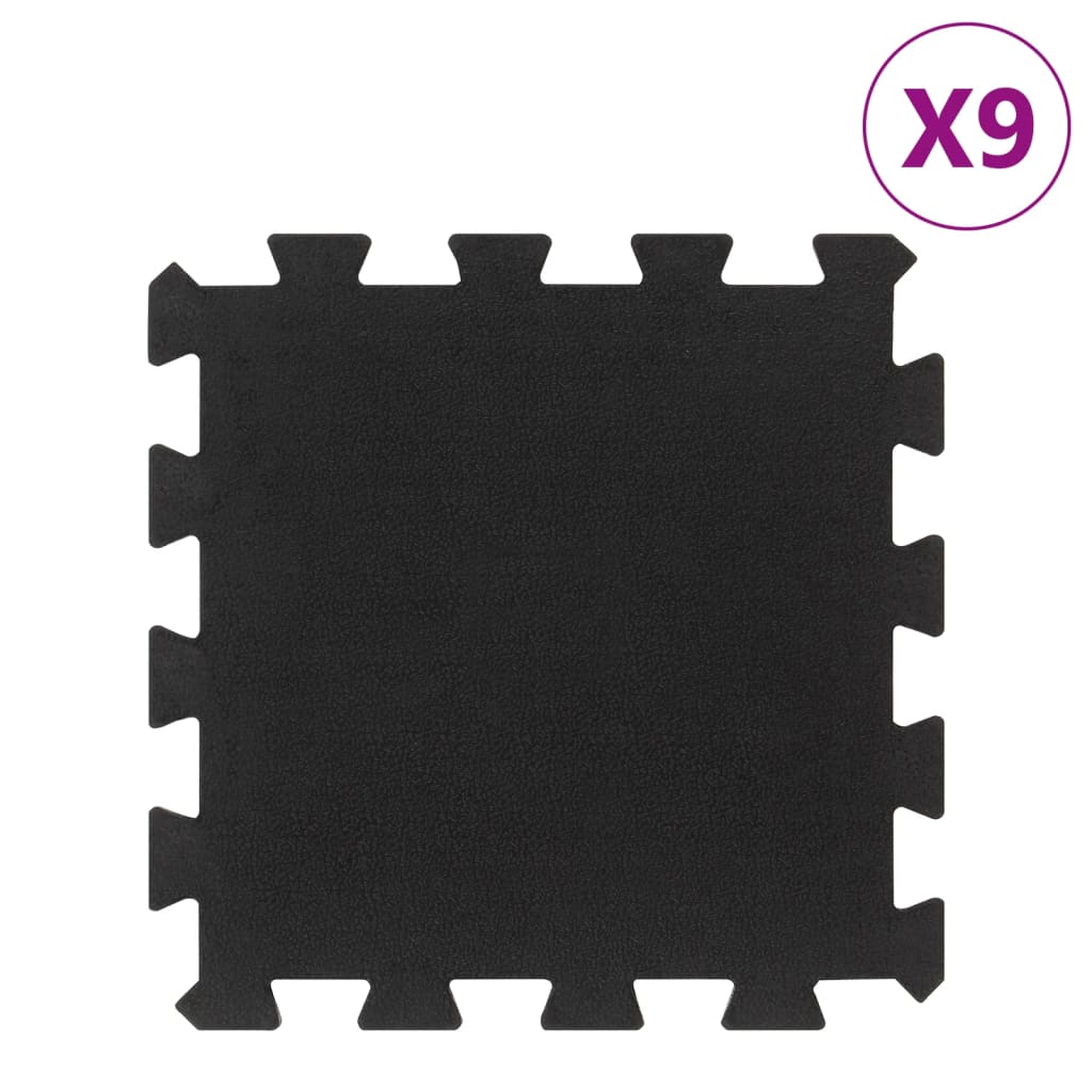 Vidaxl Podłogowe Maty Gumowe, 9 Szt., Czarne, 16 Mm, 30X30 Cm