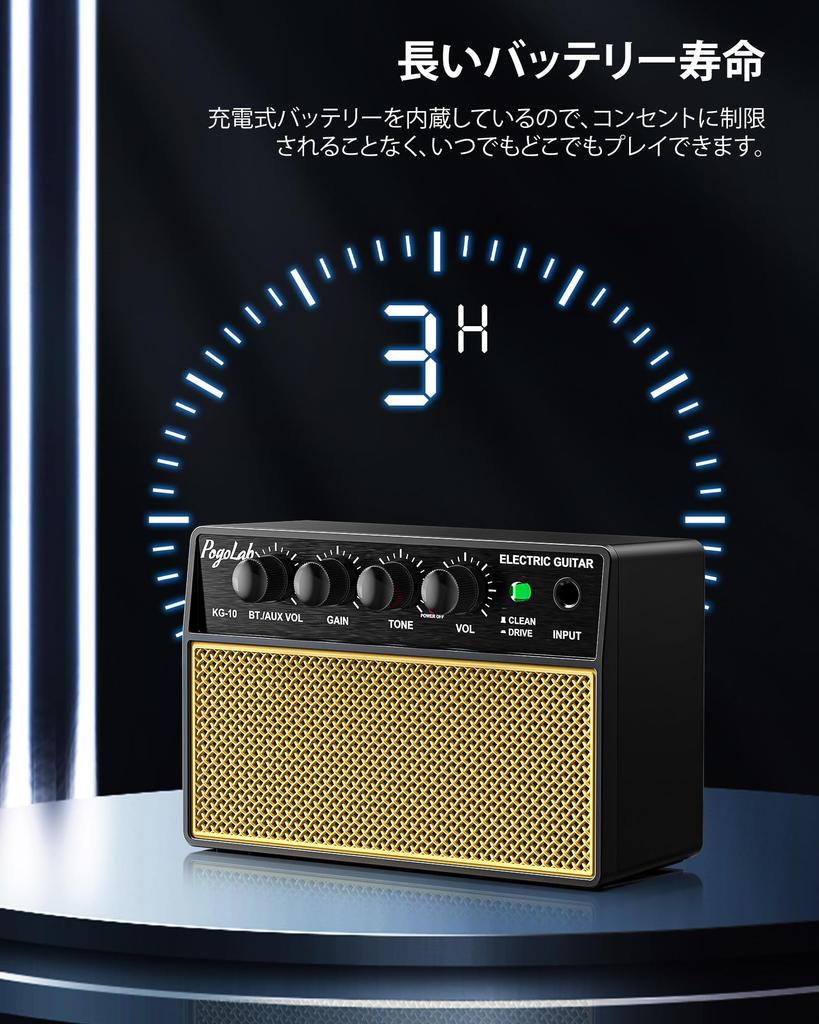 10W Mini Guitar Amplifier for Practice, Bluetooth, Clean/Overdrive, and Eve Channels, Headphone Jack
