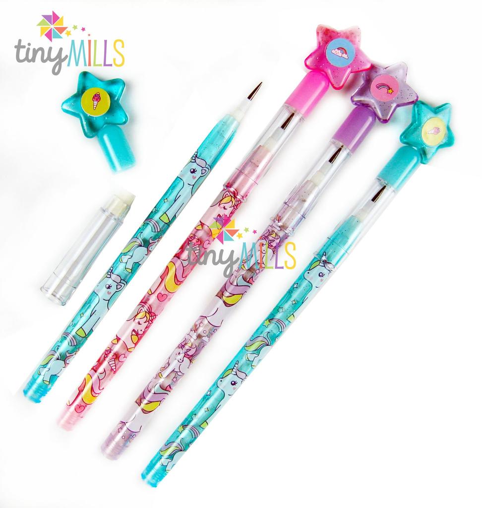 Набор карандашей Tiny Mills Unicorn из 24 предметов с ластиком, розовый единорог, подарок на день рождения, приз, карнавальные товары, награда для класса