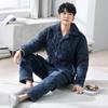Autumn And Winter Men'S Pajamas Three-Layer Padded Coral Fleece Winter Thickened Fleece Warm Flannel Loungewear Set