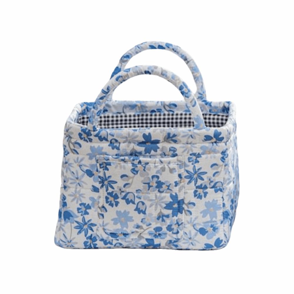 Vintage Foldable Laundry Basket Floral Print Quilted Storage Basket Travel
