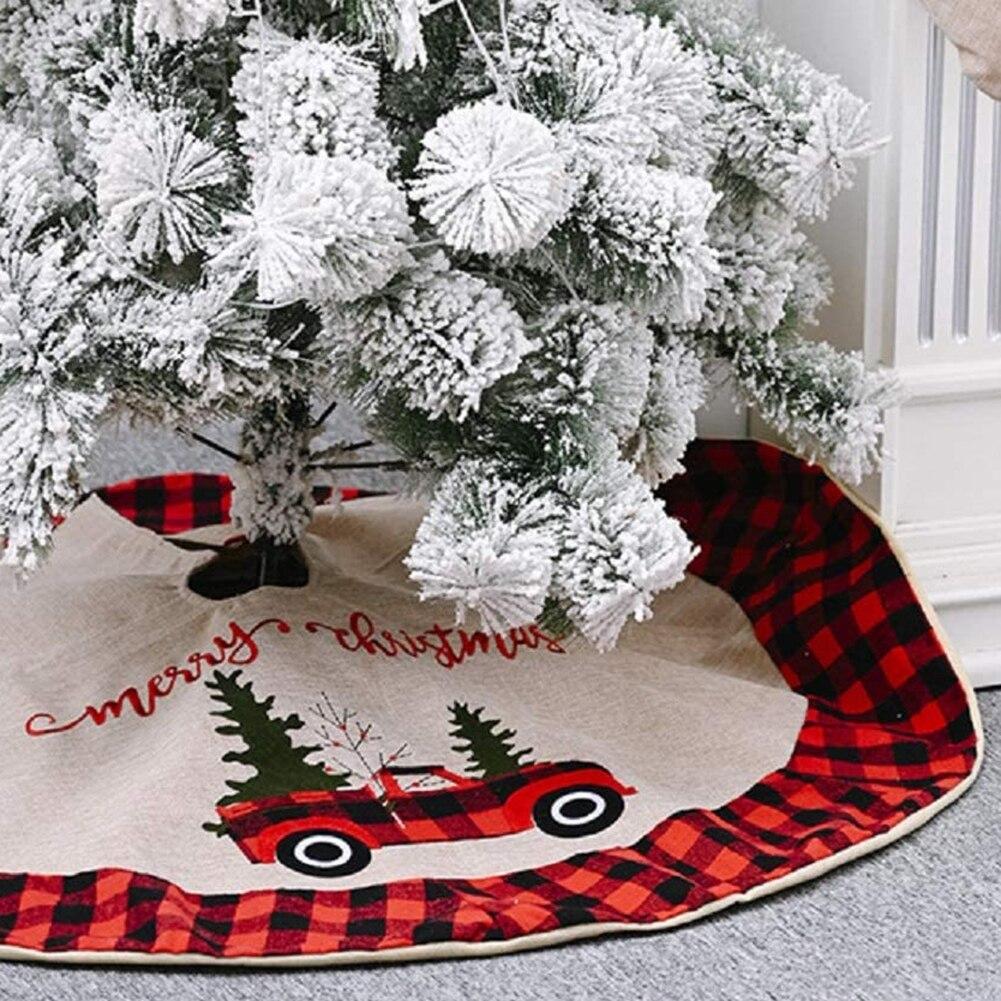 Christmas Tree Skirt Merry Christmas Decor Red Black Buffalo Plaid