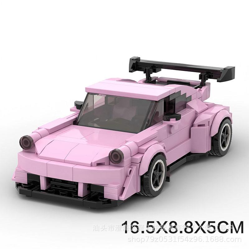 Популярный MOC Маленькие Детали Розовый Спортивный Автомобиль Строительные Кубики Образовательная Собранная Модель Подарок