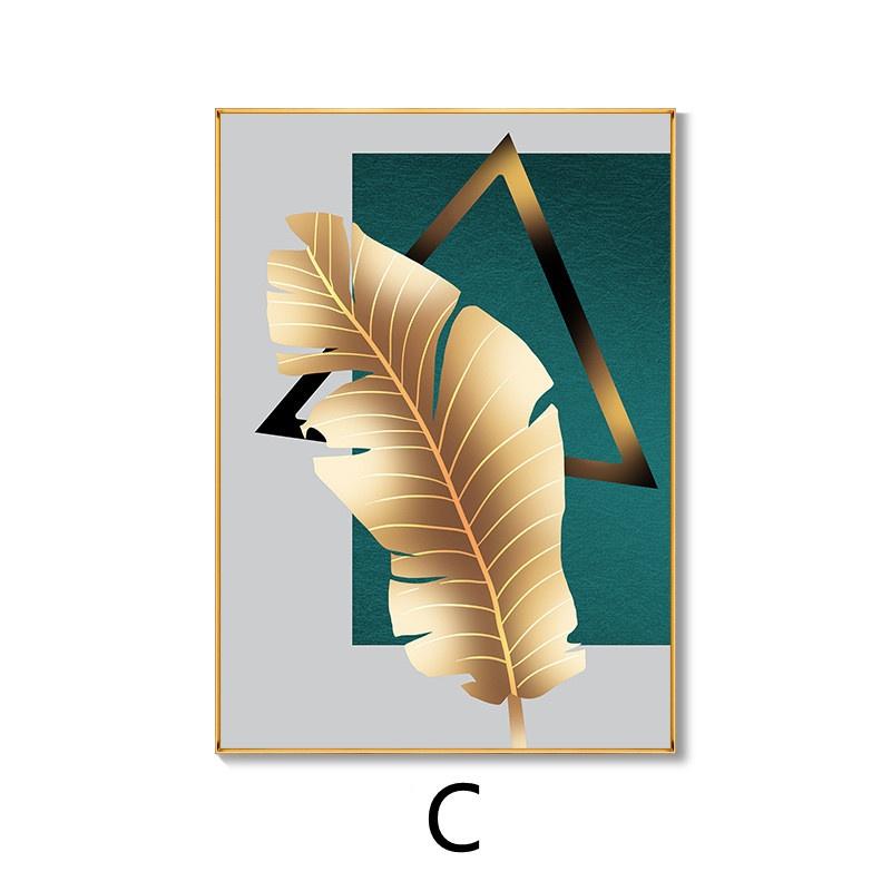 Unframed Canvas Poster Oil Painting Decoration Gold Leaf Plants Print Wall Art Painting Decorative Pictures Paintings for Living Room Home Decor