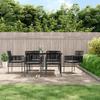 VidaXL Garden Dining Set Cushions 7 Pcs Black Rattan and Steel 3187068