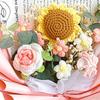 Completed Crochet Flowers Bouquet Artificial Knitting Daisy Elegant for Mother Day,