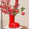 Christmas Shoes Ceramic Red Shoes Vase Ornaments Table Decoration Flower Arranger Living Room Dining Table Floral Vase Gifts New