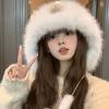 Плюшевая шапка, милая зимой, утолщенная теплая и холодная, шапка с защитой ушей показывает маленькое лицо