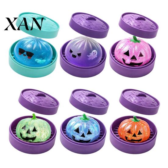 Relaxation Hand Toy Halloween Dumpling Stress Relief Toy, Pumpkin Ghost Steamed Bun Squeeze Reliever Sensory Ball Fidget Party Favors Anxiety