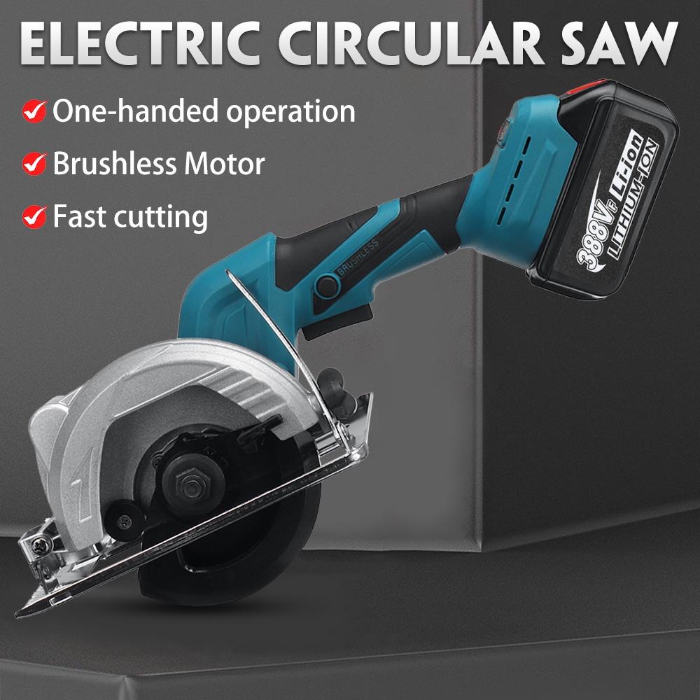 110V/220V 588VF Cordless Electric Circular Saw 125mm Brushless Adjustable Woodworking Tools Wood Cutting Sawing Machine for Makita 18V Battery