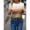Gradient Stripe Printed Pullover Autumn and Winter Casual Long Sleeve Round Neck Sweatshirt Plaid Pattern Women's Clothing