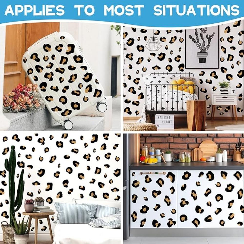 10 листов настенных наклеек с леопардовым принтом, настенные наклейки с черным леопардовым принтом, виниловые обои для самостоятельного снятия обоев и приклеивания для спальни, детской комнаты, украшения дома