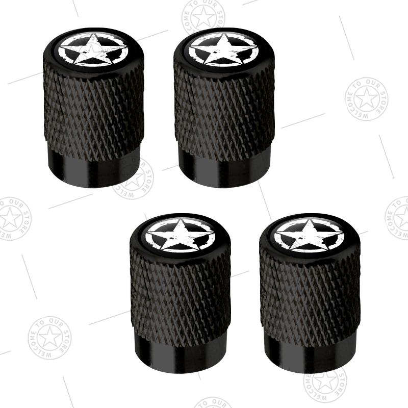 4pcs Five-Pointed Star Logo Car Wheel Tire Valve Caps Air Stem Aluminum Accessories For Jeep Wrangler Sahara Cherokee Ford F150 LVCZN1