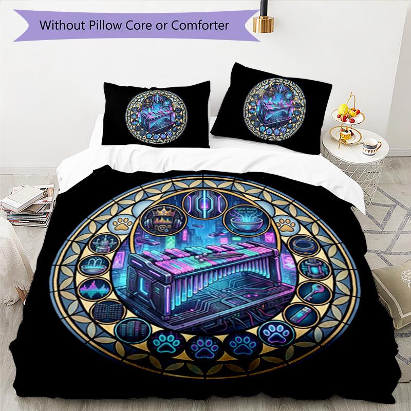 Cybernetic Music Fusion Pattern Bedding,Quilt Set Quilt Cover Pillowcase Home Birthday Gift (1 * duvet cover + 2 * pillowcase, without core)