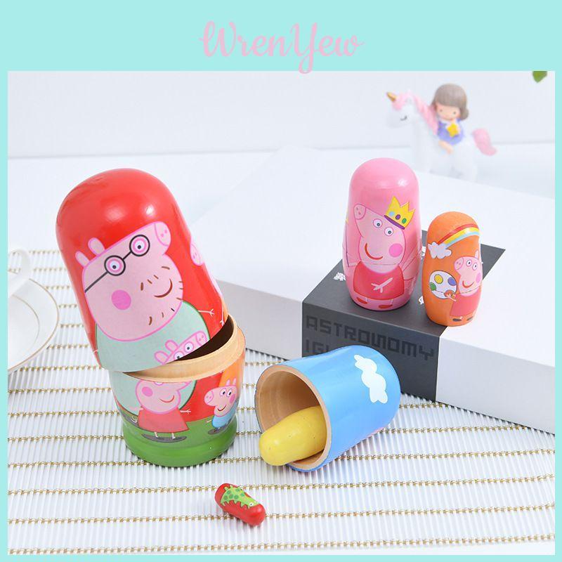 Whimsical Peppa Pig Matryoshka Doll Collection Handmade And Hand-painted