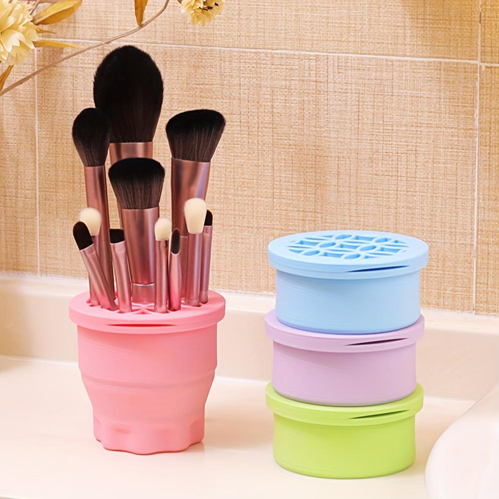 2-In-1 Silicone Folding Portable for Makeup Brush Cleaning Bowl with Drying Rack, a Tool for Cleaning Beauty Brushes