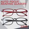 2PCS Auto-Focus Reading Glasses Fashion Classic Ultra-Light Anti-Blue Reading Glasses Men and Women Hd Trend Reading Glasses