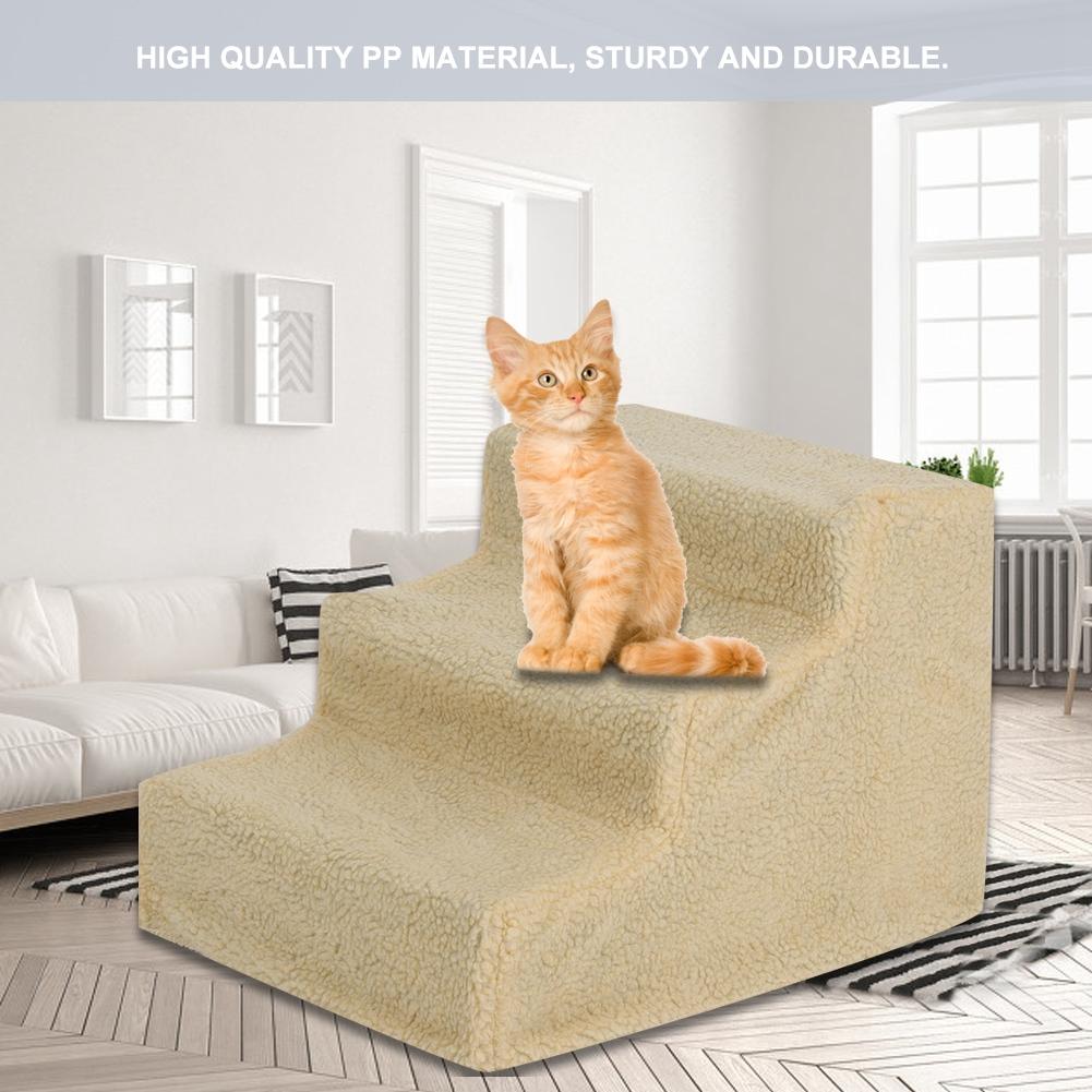 3 ступени для домашних питомцев, собак, кошек, лестница-рампа с removable чехлом для высокой кровати(бежевый)