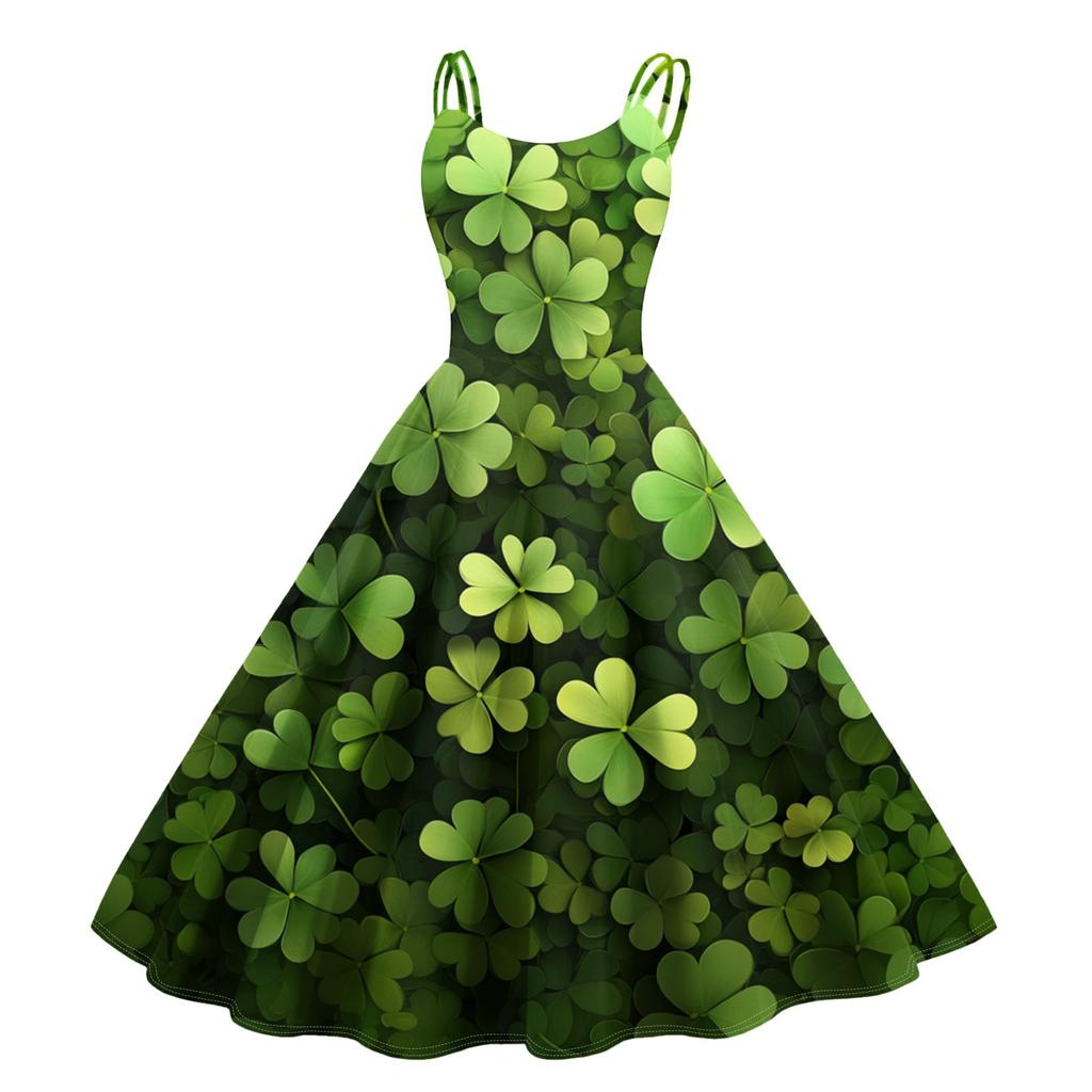 Women's Fashion St. Patrick's Day Printed Sexy Strapless Gothic Cocktail Dress Punk, Vintage Dress.