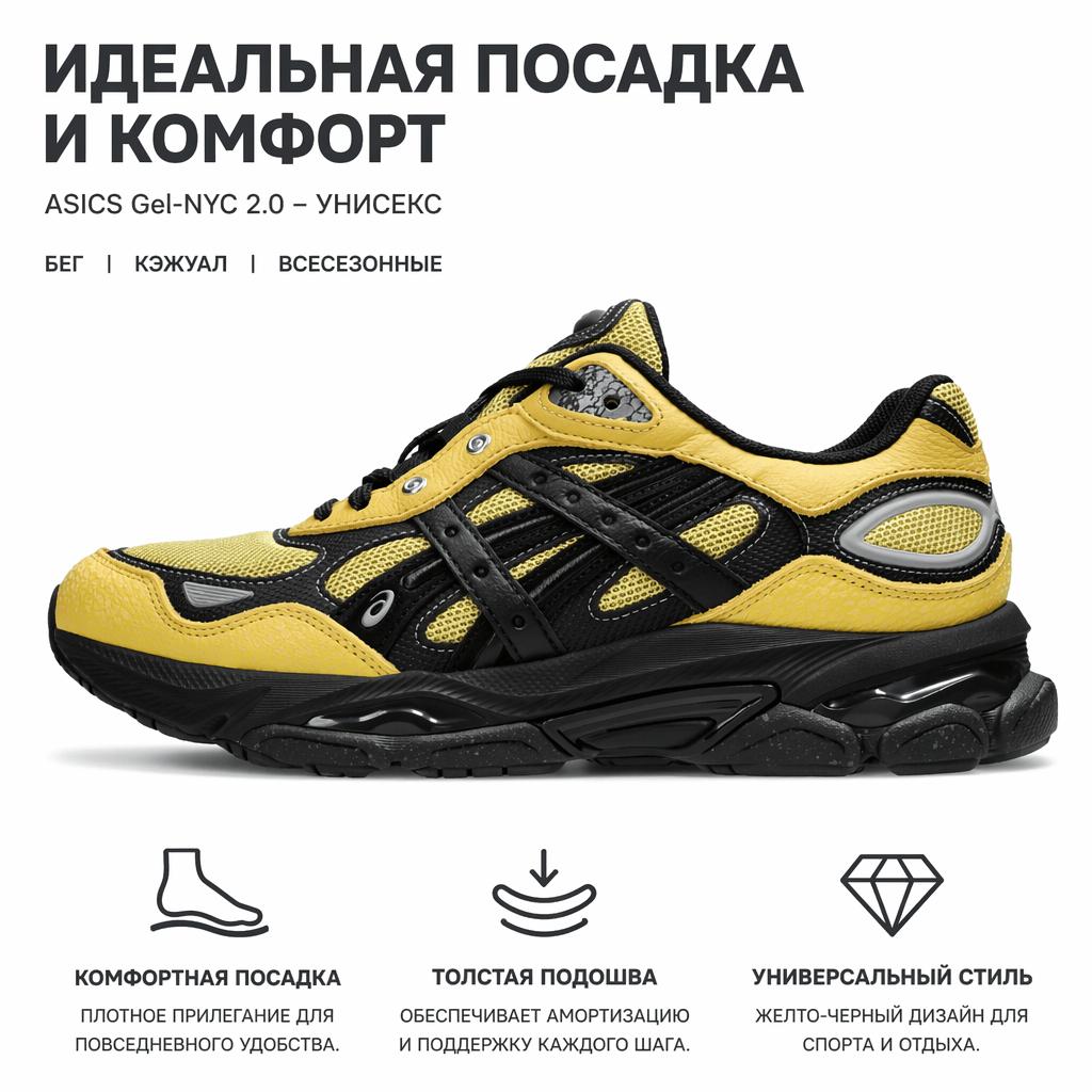HAL STUDIOS x ASICS Gel NYC 2.0 Желтые Унисекс Кроссовки Черно-Серые 1203A896-750