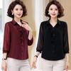 2025 Summer Chiffon Blouse for Mature Women - Stylish, Seven-Sleeve, Belly-Covering Fashion Shirt