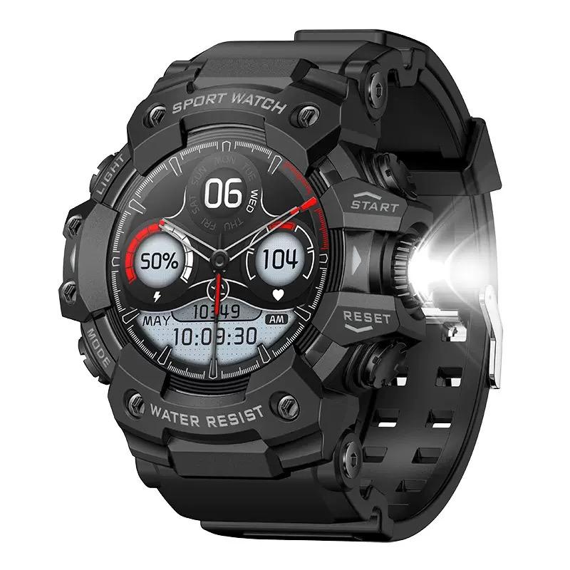 Умные часы для занятий спортом на открытом воздухе, часы с компасом и фонариком, Bluetooth-звонок, мониторинг сердечного ритма, водонепроницаемые часы для мужчин