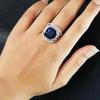 Королевский синий циркон элегантно посещает банкет с высококлассными дизайнерскими аксессуарами, европейское и американское новое ретро геометрическое кольцо