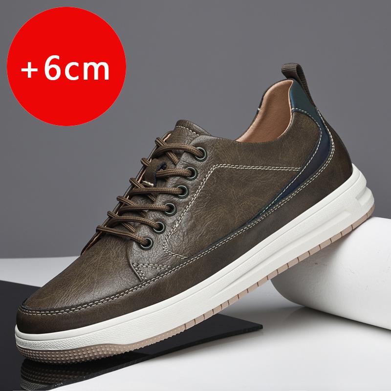 Модные новые мужские кроссовки, увеличивающие рост, удобная кожаная обувь для мужчин, стелька, каблук 6 см, повседневная обувь для мужчин