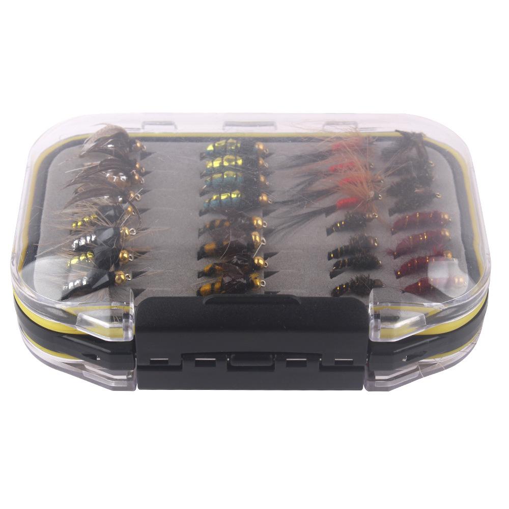 64 шт. нахлыстовые приманки для ловли рыбы нахлыстом комплект нахлыстовых рыболовных снастей биомиметические насекомые приманки с коробкой для мушек