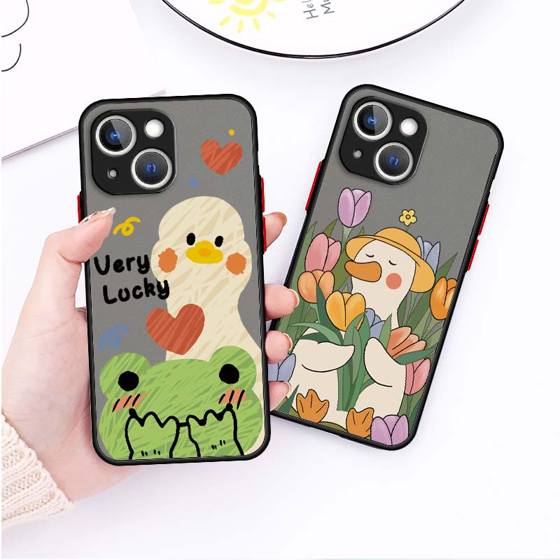 Милый чехол для телефона с утками для девочек и мальчиков для iPhone 14 13 12 11 Mini XS XR X Pro MAX 8 7 6 Plus матовый полупрозрачный чехол из ТПУ